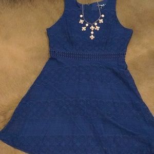 Blue lace overlay dress